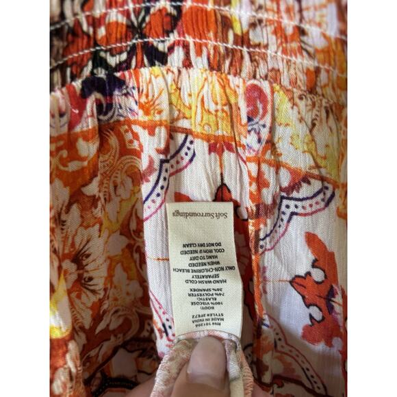 Soft Surroundings Womens Dress Medium Orange Floral Aline Maxi - Picture 10 of 13